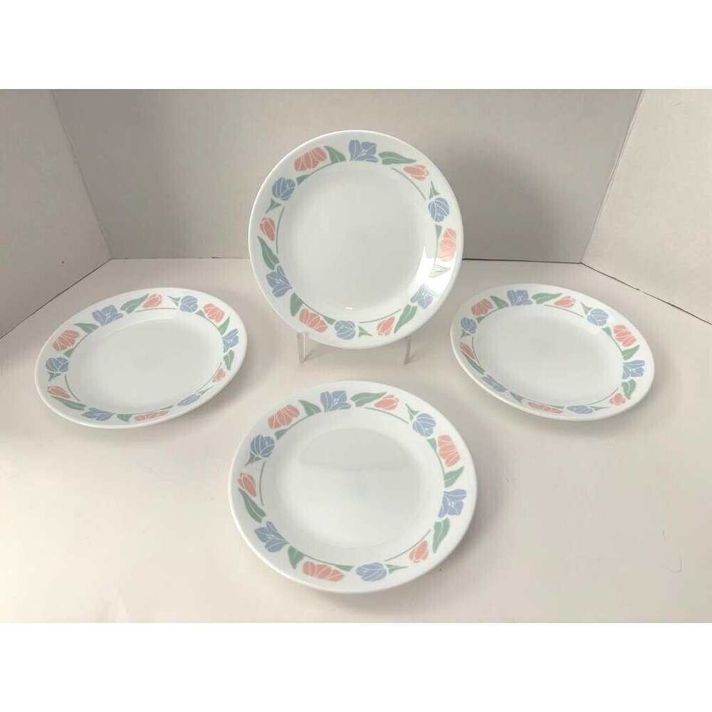 CORELLE Friendship Salad Dessert Plates 6 3/4"  Set of 4 Corning Ware USA